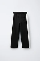 STRAIGHT LEG PLUSH PANTS WITH SIDE STRIPES