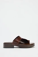 SANDALES PLATEFORMES EN CUIR