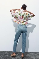 CHEMISE COURTE EN POPELINE À IMPRIMÉ FLORAL