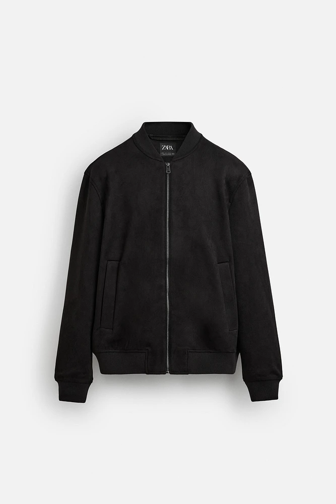 FAUX SUEDE BOMBER JACKET