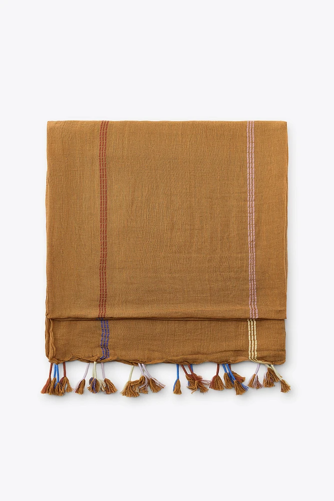 FOULARD À RAYURES AVEC LIN