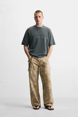 WASHED PRINT KNIT T-SHIRT