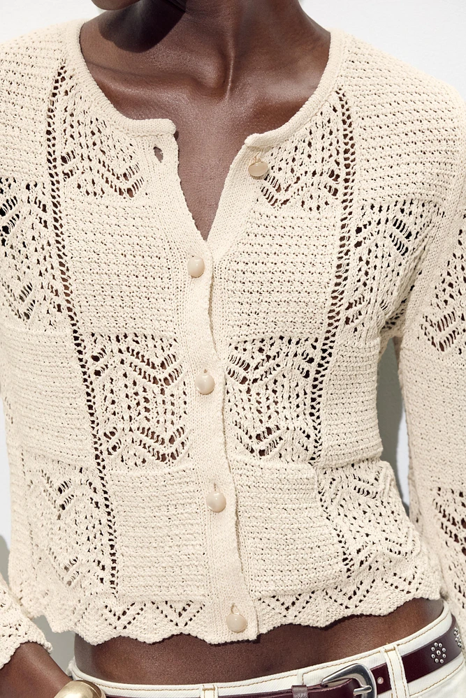 POINTELLE KNIT CARDIGAN