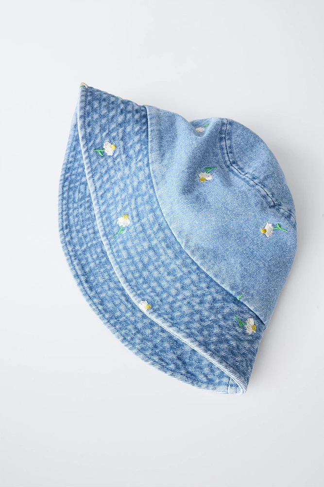 FLORAL DENIM BUCKET HAT