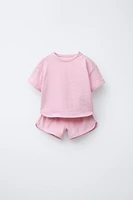 PLAIN T-SHIRT AND BERMUDA SET