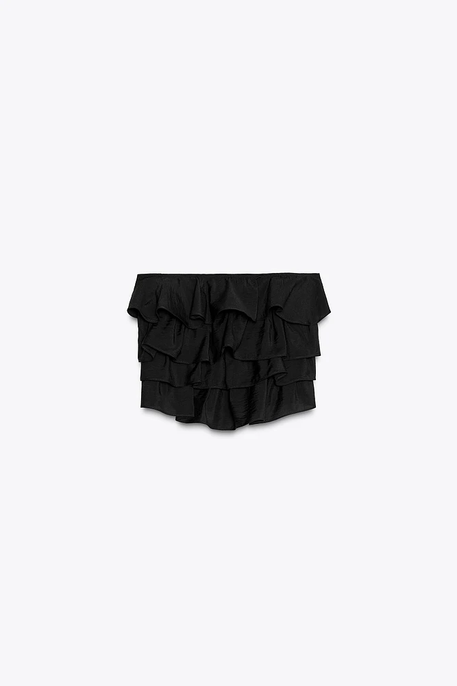 RUFFLED BANDEAU TOP