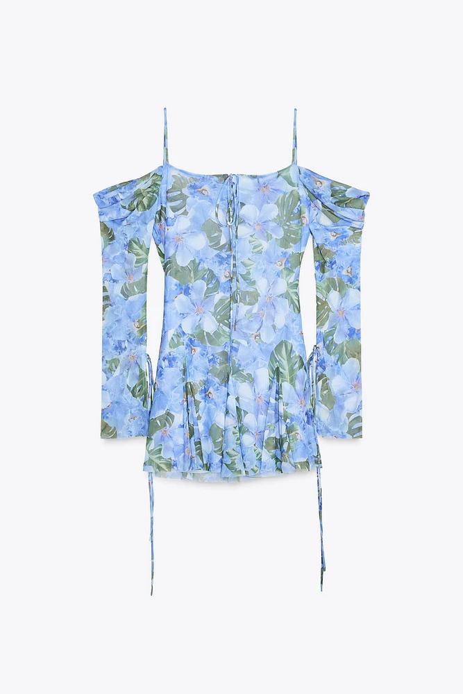 PRINTED TULLE DRESS