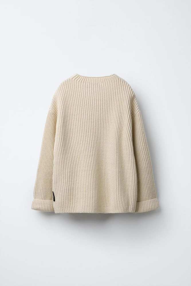 EMBROIDERED TEXT KNIT SWEATER