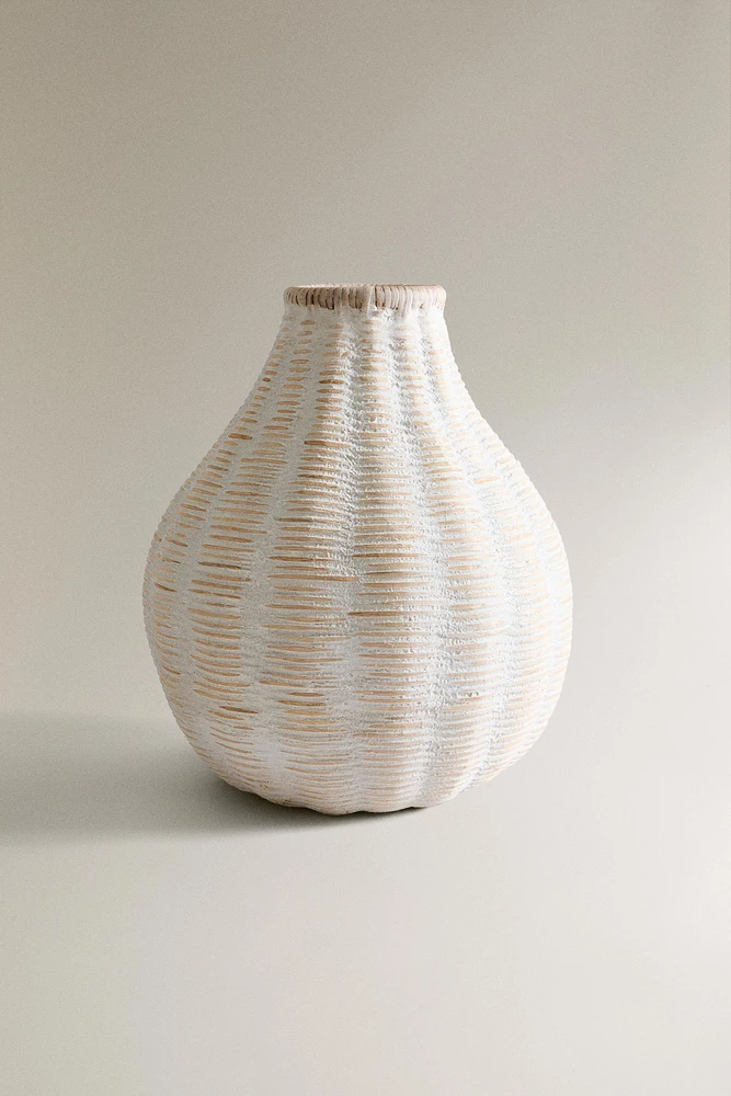 TALL MICROCEMENT BASKET VASE