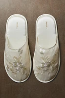 EMBROIDERED ORGANZA MULE SLIPPERS