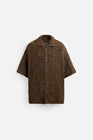 TEXTURED KNIT DISTRESSED SHIRT