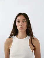 Top à encolure américaine en coton mélang