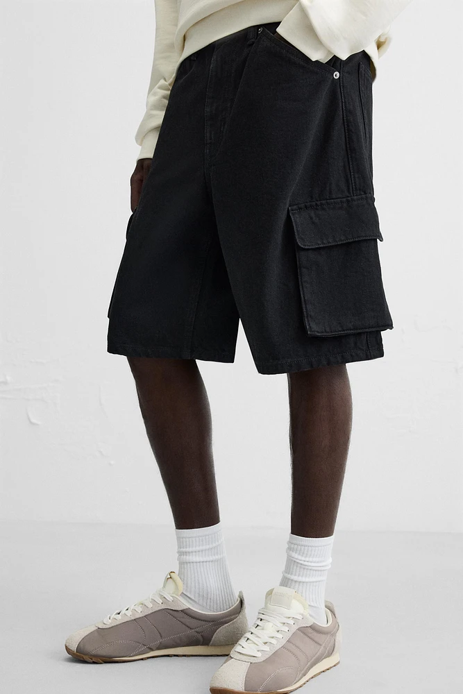 DENIM CARGO SHORTS