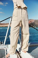 PANTALON DROIT SURPIQÛRES AVEC LIN