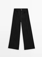 High-waist wide-leg jeans with seam details