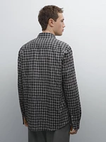 Regular fit check cotton blend shirt