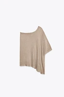 METALLIC THREAD CUT-OUT KNIT CAPE