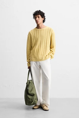 100% LINEN RIBBED SWEATER