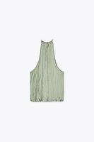 TOP HALTER SATINÉ FANTAISIE