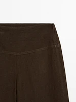 High-waist wide-leg linen trousers