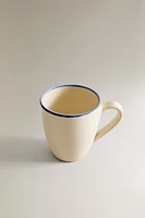 STONEWARE MUG WITH RIM DETAIL