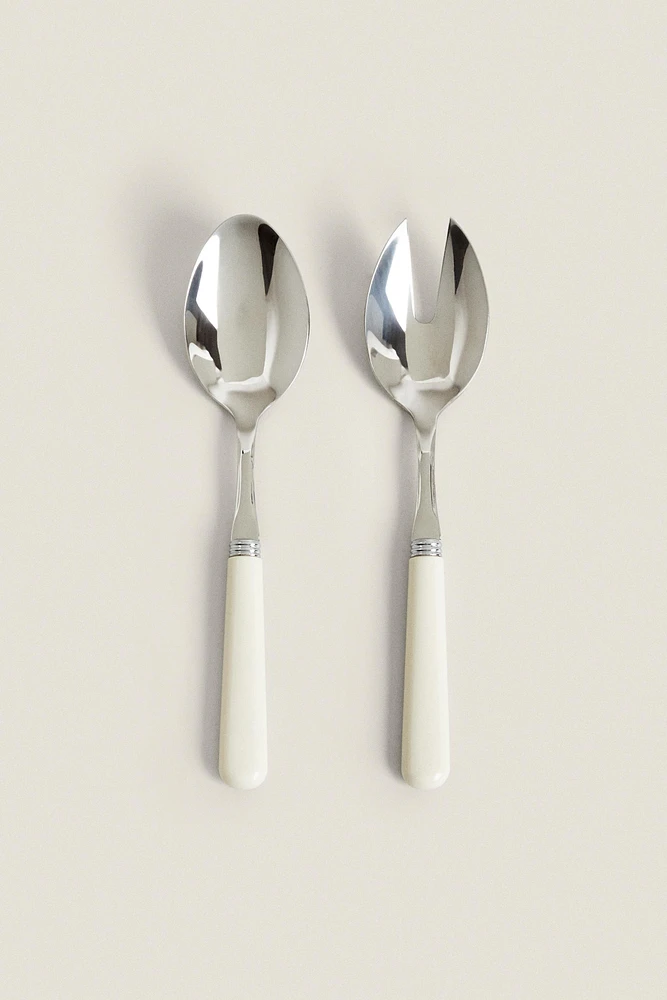 SET OF STAINLESS STEEL SALAD FLATWARE (SET OF 2)