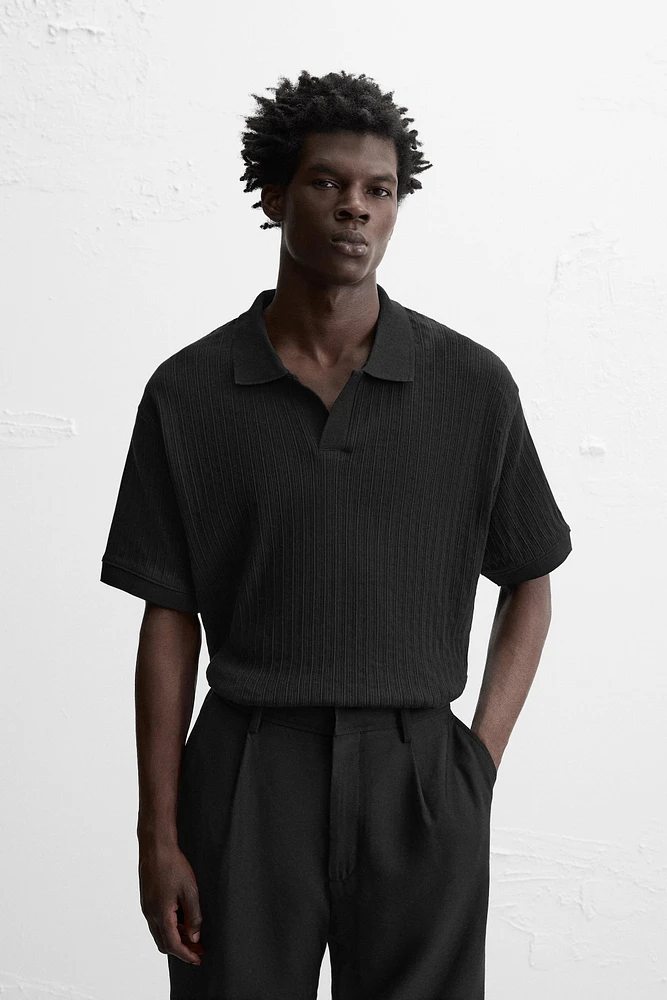 RIB TEXTURED POLO SHIRT