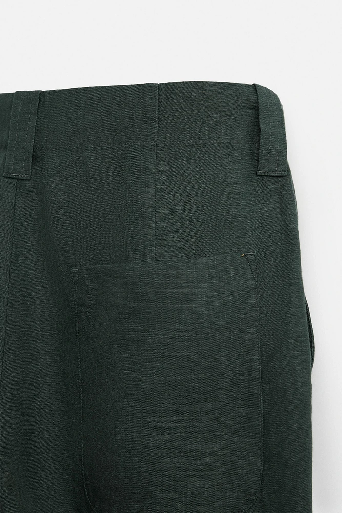 PANTALON STRAIGHT FIT 100 % LIN