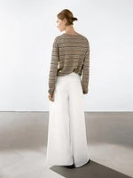 Cotton and linen blend palazzo trousers