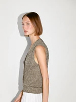 Veste sans manches en maille moulinée à col V