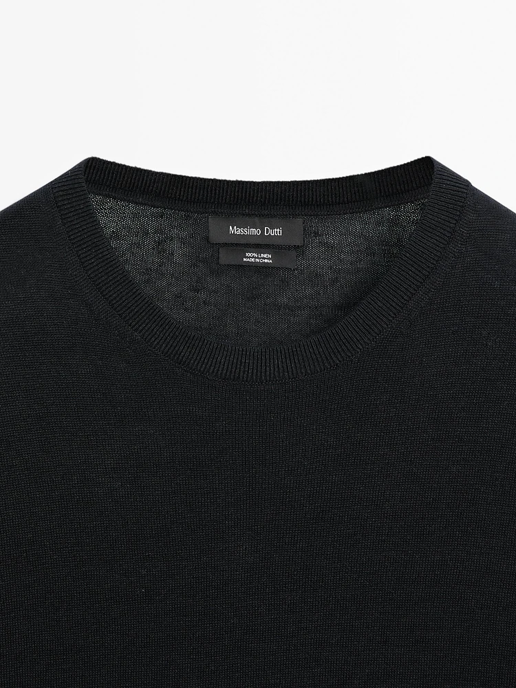 T-shirt en maille à manches courtes 100 % lin