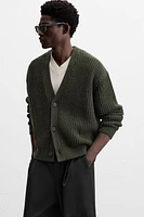 TEXTURED RIBBED CARDIGAN