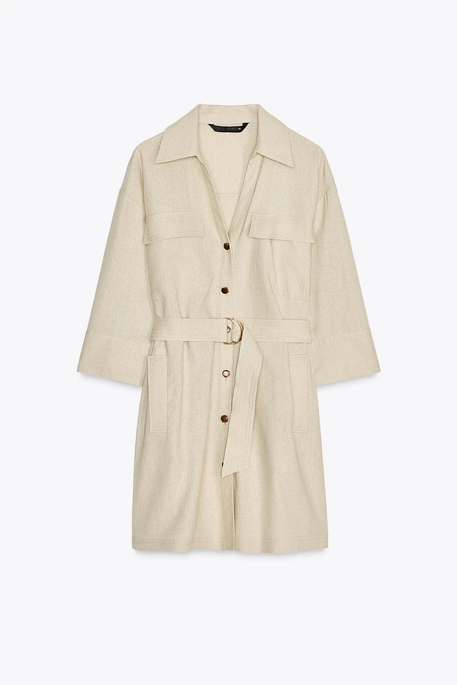 ROBE COURTE AVEC LIN CEINTURE