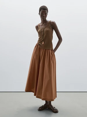 Melange fabric strappy top