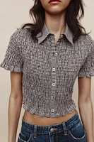 GINGHAM CROP SHIRT