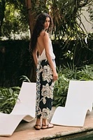 SATIN PRINTED MIDI SKIRT