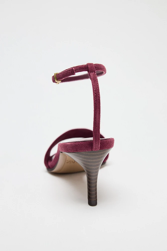 SUEDE MID-HEEL SANDALS