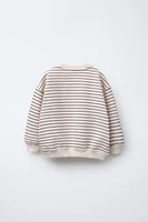 EMBROIDERED CHERRY STRIPE SWEATSHIRT