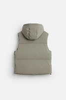 RUBBERIZED HOODED PUFFER VEST