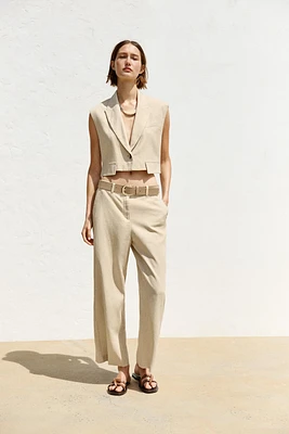 LINEN BLEND SHORT VEST
