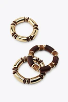 3-PACK OF ELASTIC WOOD BRACELETS