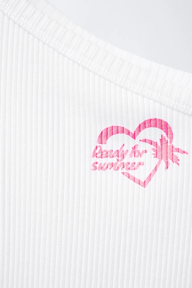 T-SHIRT ASYMÉTRIQUE RIB FANTAISIE
