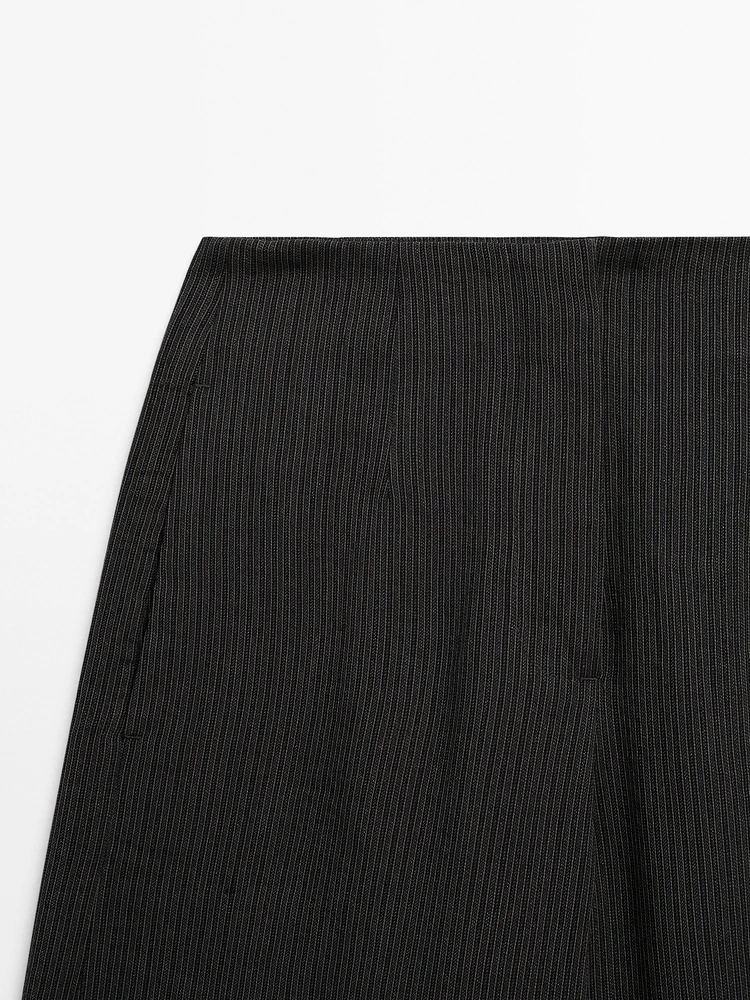 Striped cotton blend suit trousers