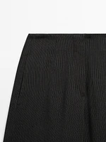 Pantalon de tailleur à rayures en coton mélangé