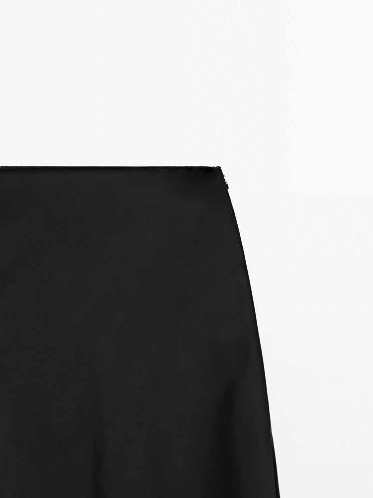 Flowing satin midi skirt