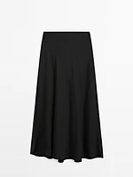 Flowing satin midi skirt