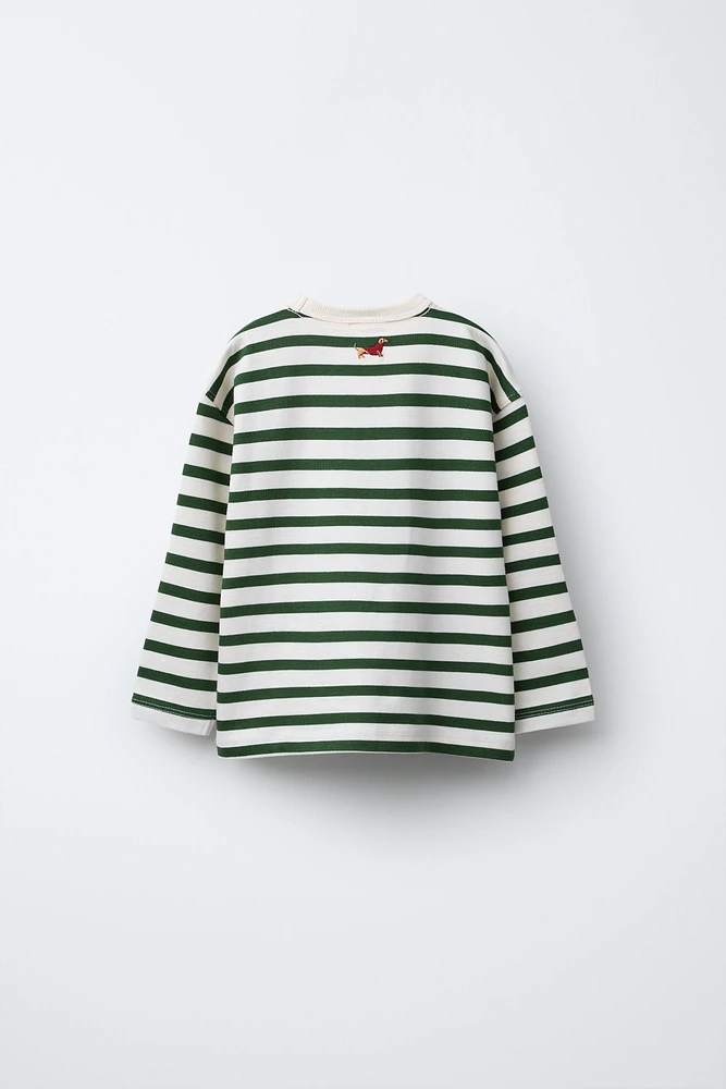 EMBROIDERED STRIPED T-SHIRT