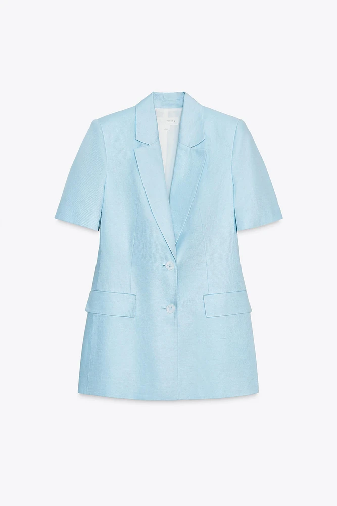 FITTED SHORT SLEEVE LINEN BLAZER