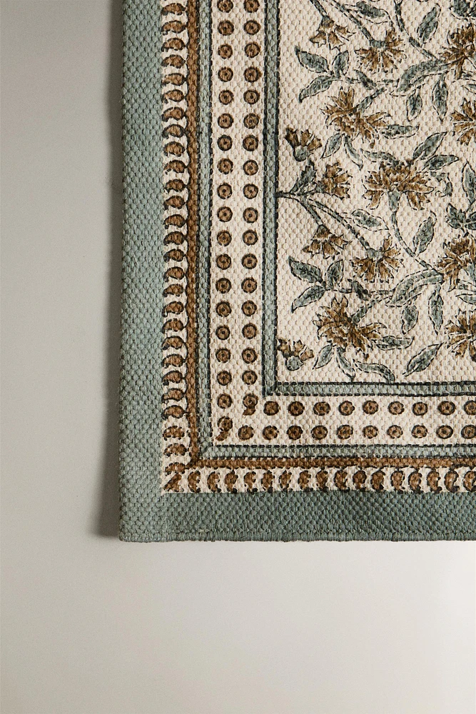 TAPIS IMPRIMÉ FLORAL BLOCK PRINT