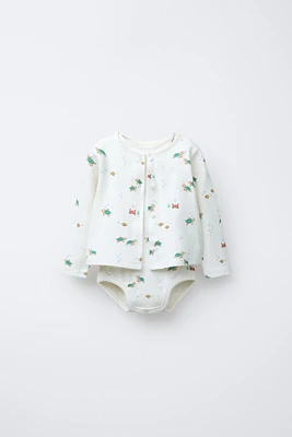 LOT BODY ET GILET POINTELLE MER